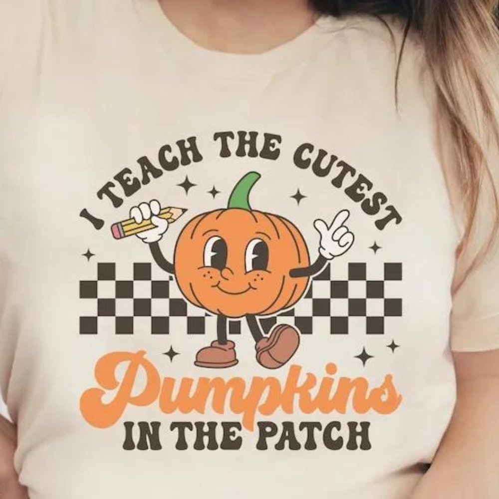 H0724 Halloween Teacher Spooky pumpkins the patch Fall School Ghost Pumpkin Skel